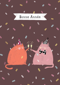Deux chats trinquent pour une joyeuse ann&eacute;e